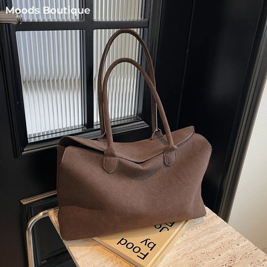 Business Briefcase Style Shoulder Bags For Women Soft Faux Suede Big Capacity Shopper Totes 2025 Latest Designer Handbags Luxury Your Shop Mania