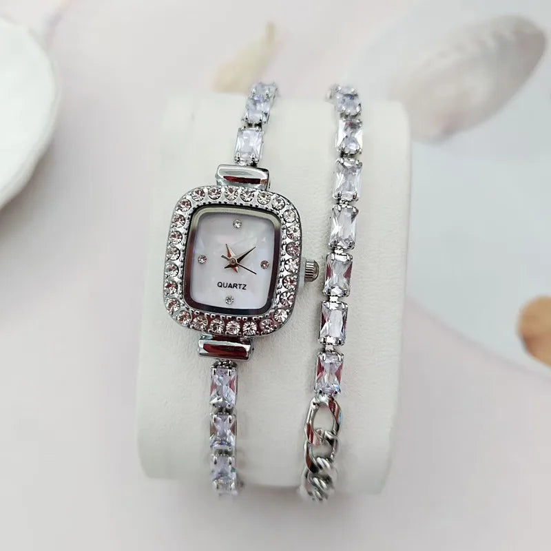 2025 New Fashionable Square Diamond Quartz Wristwatches Wrapping Bracelet Women Quartz Watch Student Bracelet Fashion Decoration Your Shop Mania