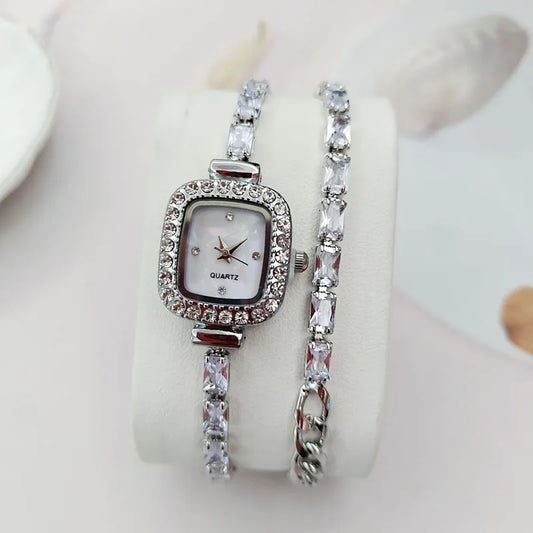 2025 New Fashionable Square Diamond Quartz Wristwatches Wrapping Bracelet Women Quartz Watch Student Bracelet Fashion Decoration Your Shop Mania