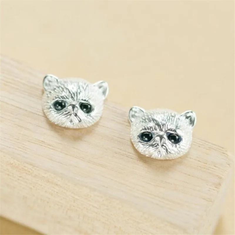 New Arrival Sweet Cat 925 Sterling Silver Jewelry Temperament Birthday Gift Exquisite Animal Crystal Stud Earrings E163 Your Shop Mania