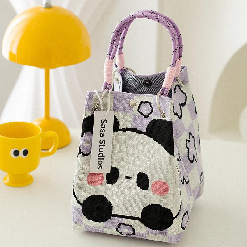 Korean Sle Knitted Tote Bag Large Capaci Portable Handbag Commuter Buet Bag Cute Floral Pattern Women's Handbag Your Shop Mania