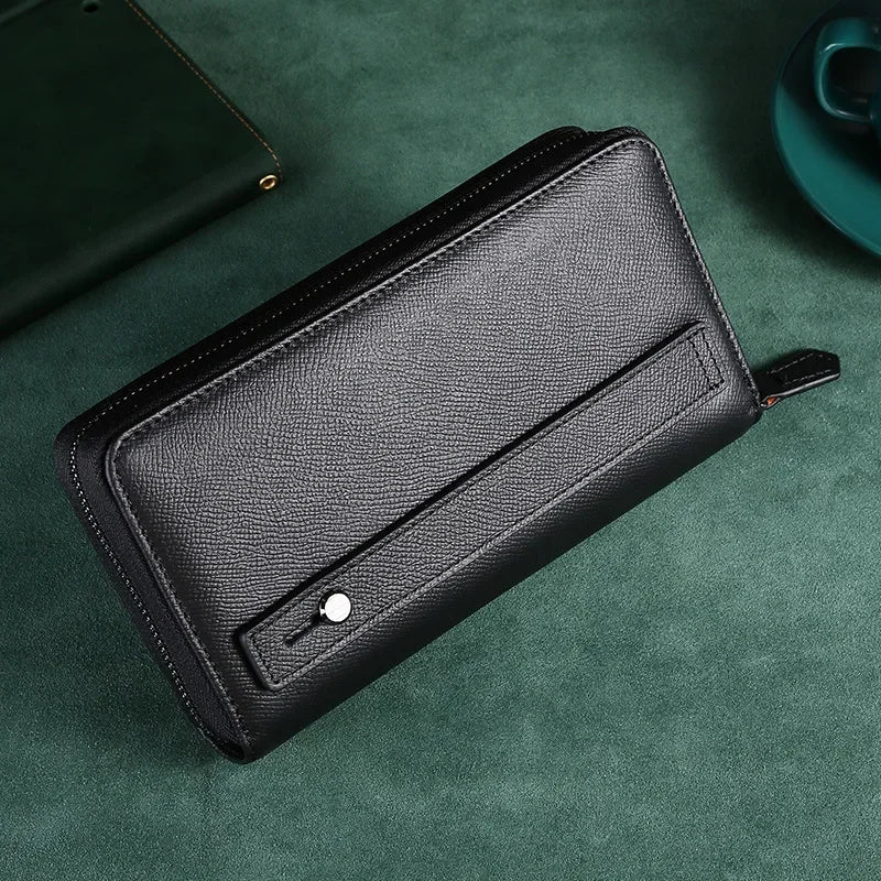 Upgraded Large Capacity Genuine Leather Men's Handbag Integrated Cigarette Phone Wallet Soft Texture Famous Horse Skin Clutch Your Shop Mania