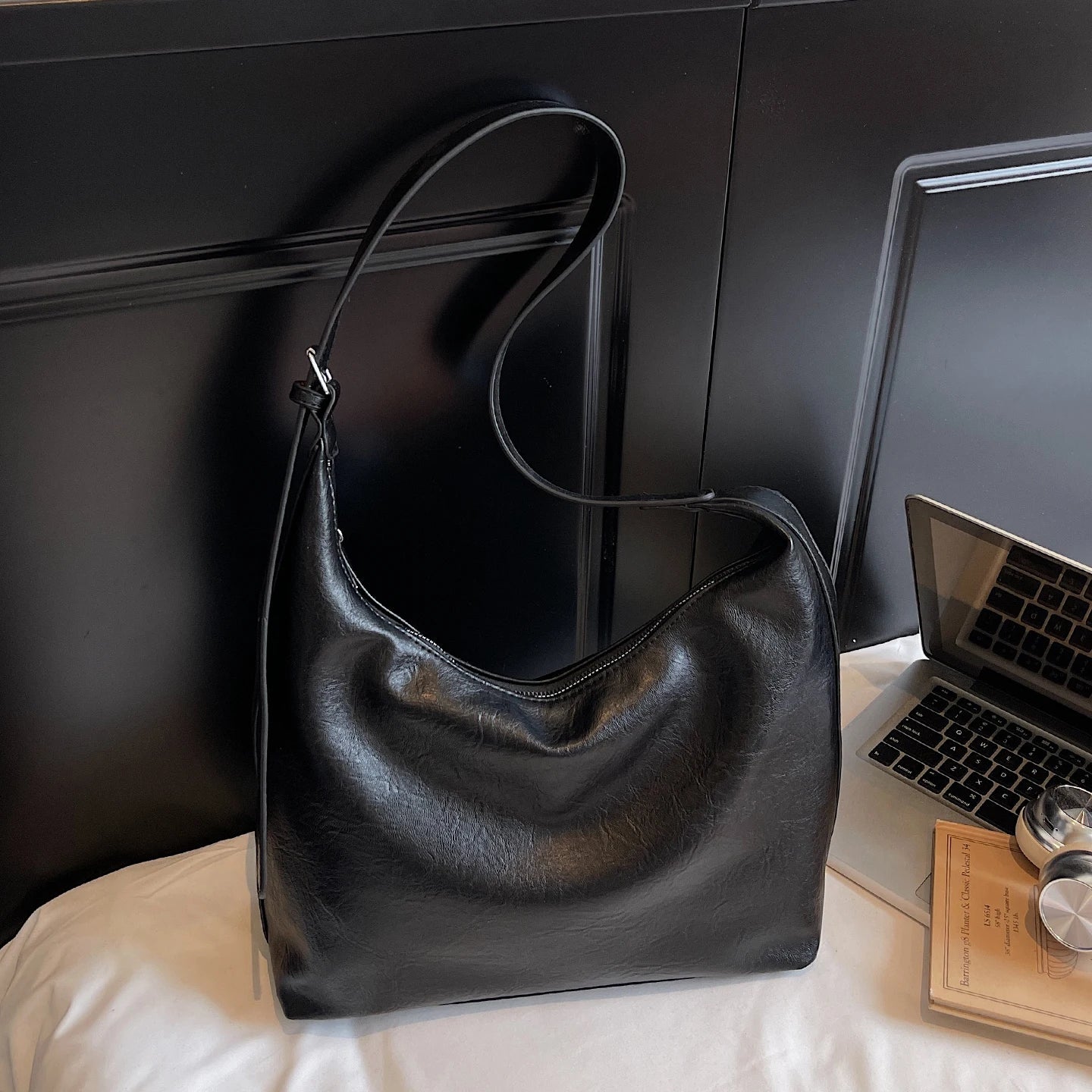 Fall New Large Capaci Pure Color Soft Leather Tote Bag Women's Versatile Single oulder Underarm Bag for Commuting And o... Your Shop Mania