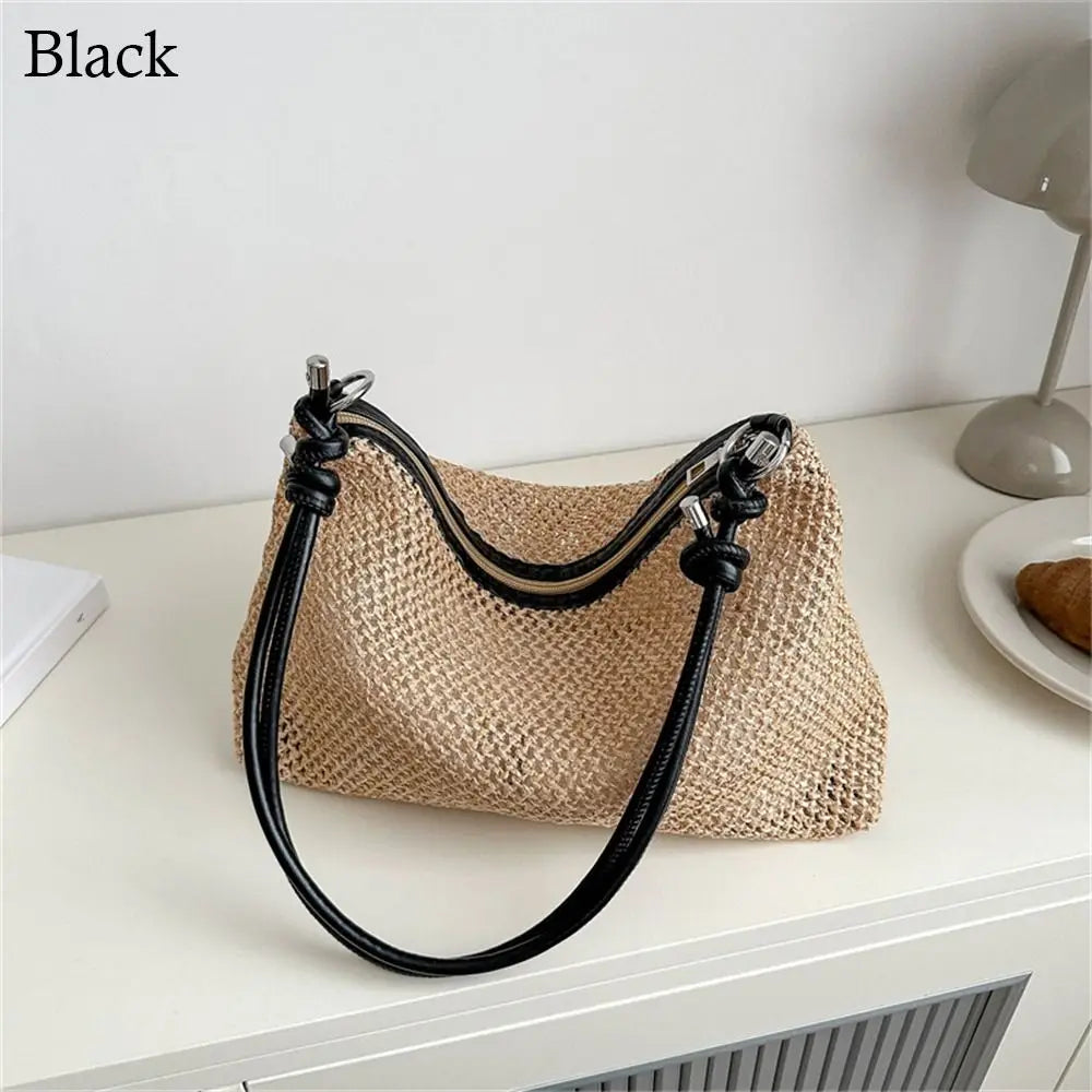 Rattan Straw Bag Fashion Woven Large Capacity Handbag Handmade Braid Shoulder Bag Summer Beach Your Shop Mania