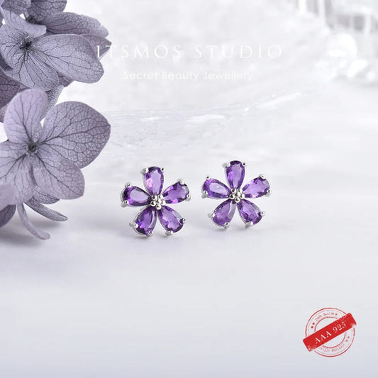 Purple Amethyst Flower Earrings Your Shop Mania