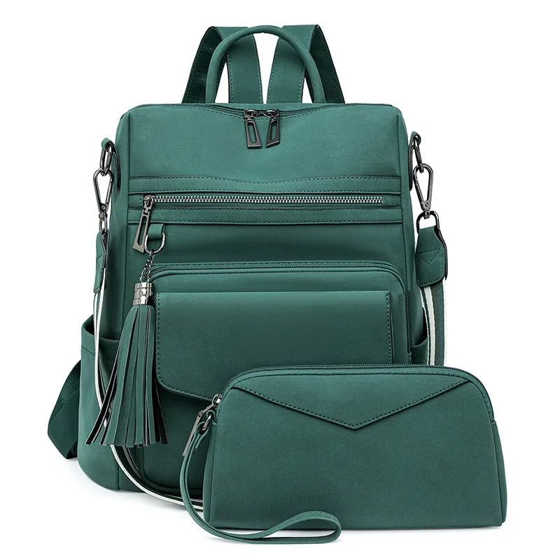 Backpack for Women Large Womens Backpack Leather Travel Fashion Purse Designer Ladies Shoulder Bags with Tassel Two-toned Brown Your Shop Mania