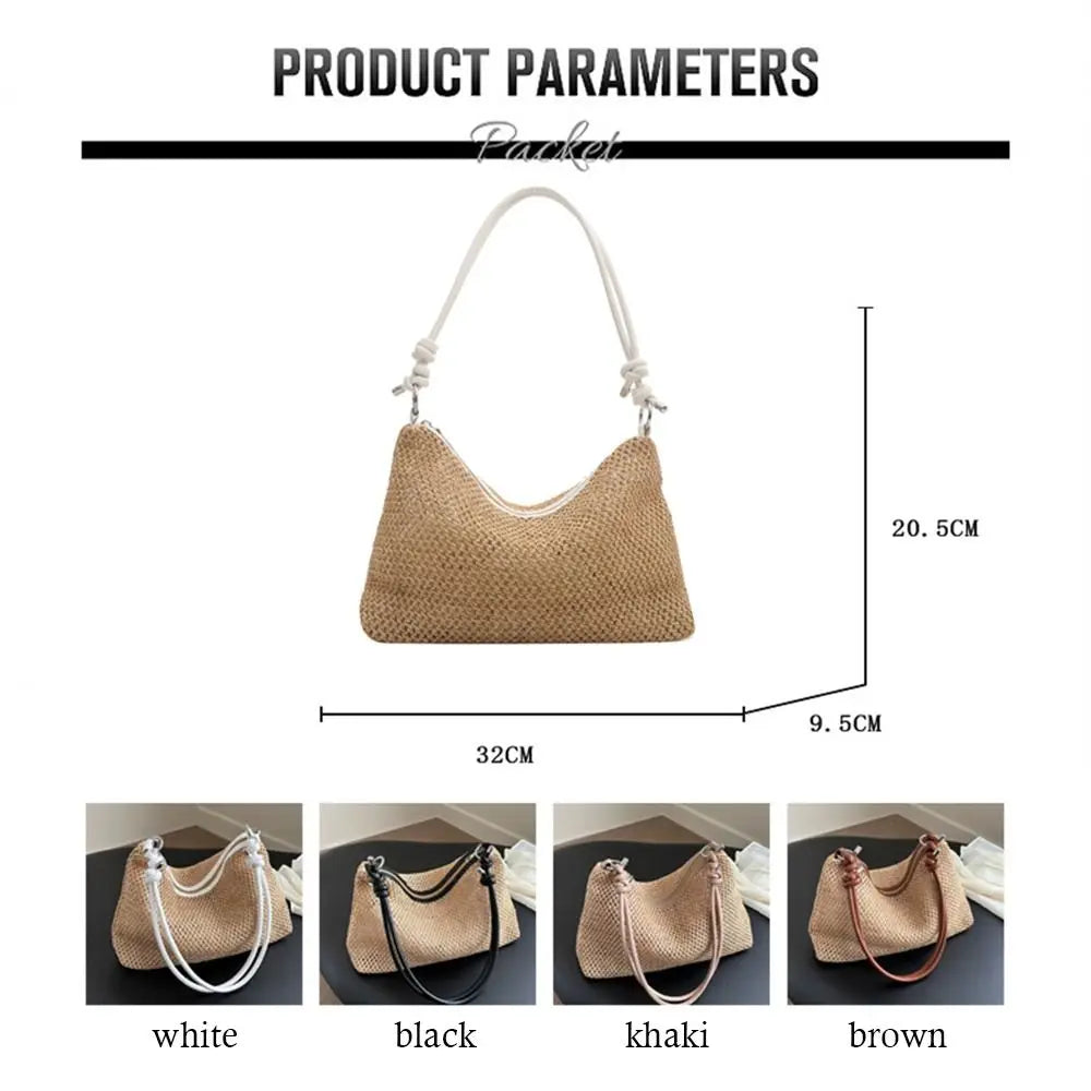 Rattan Straw Bag Fashion Woven Large Capacity Handbag Handmade Braid Shoulder Bag Summer Beach Your Shop Mania
