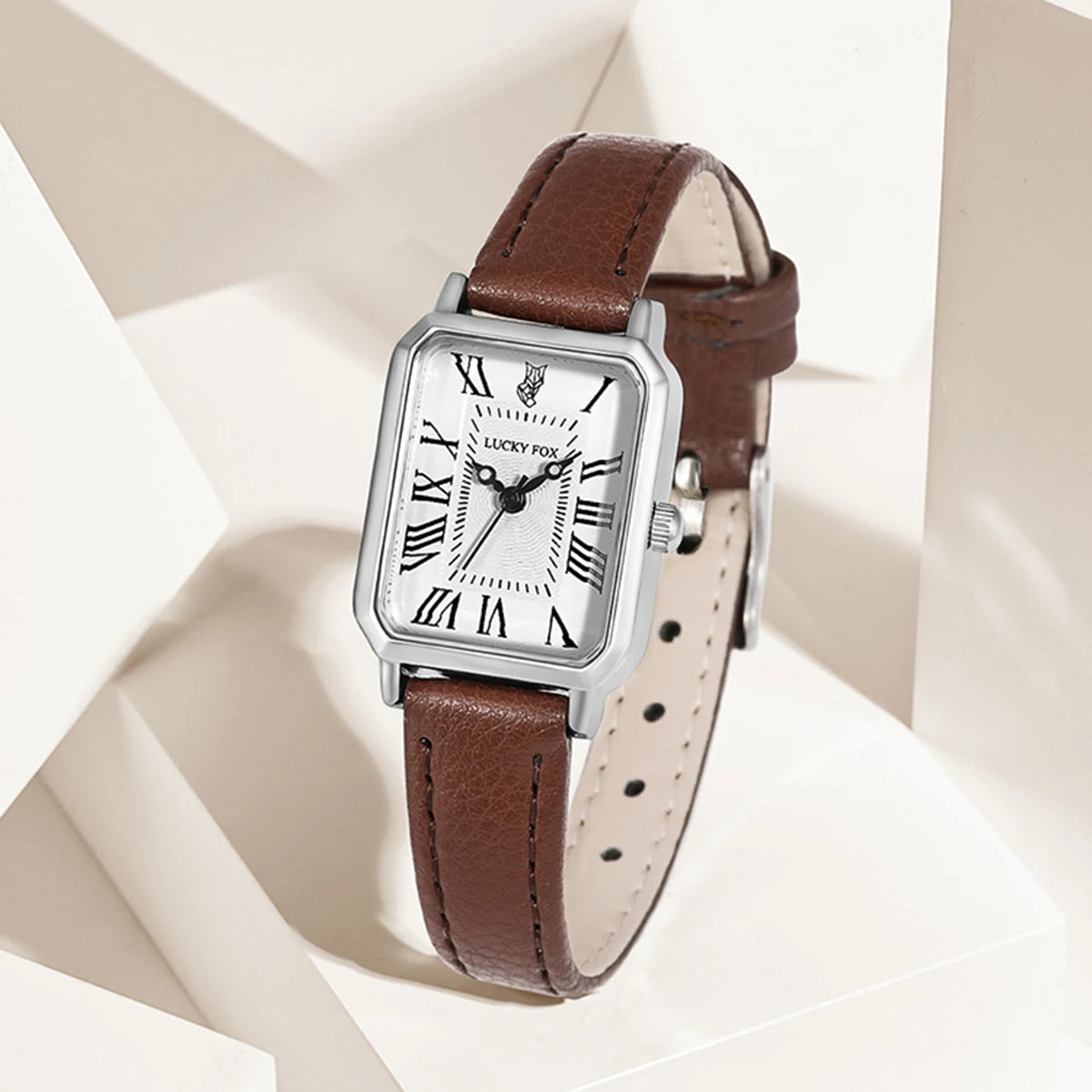 Fashion Rectangle Quartz Wrist Watch for Women Luxury Brand Roman Dial Leather Strap  Ladies Watches Clock Your Shop Mania