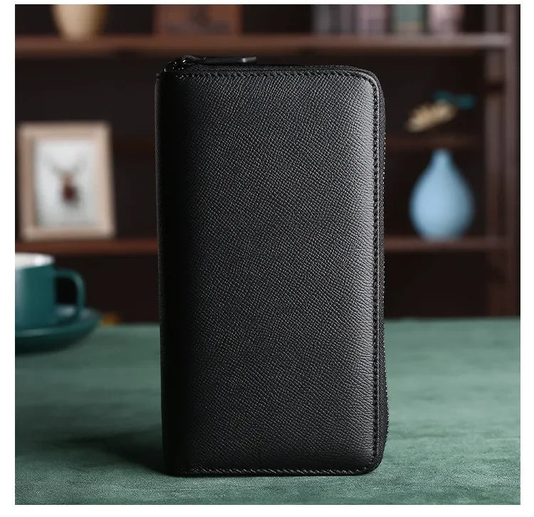 Upgraded Large Capacity Genuine Leather Men's Handbag Integrated Cigarette Phone Wallet Soft Texture Famous Horse Skin Clutch Your Shop Mania