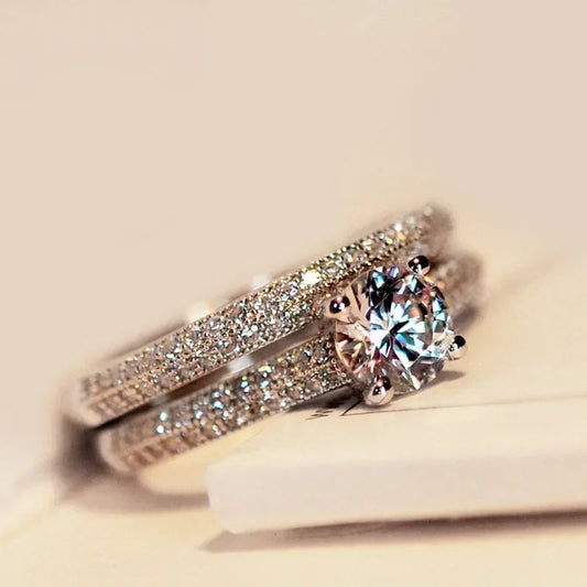 New 925 Sterling Silver Ring Two In One AAAAA Zircon Ring Wedding Ring For Woman High Jewelry Gift Your Shop Mania