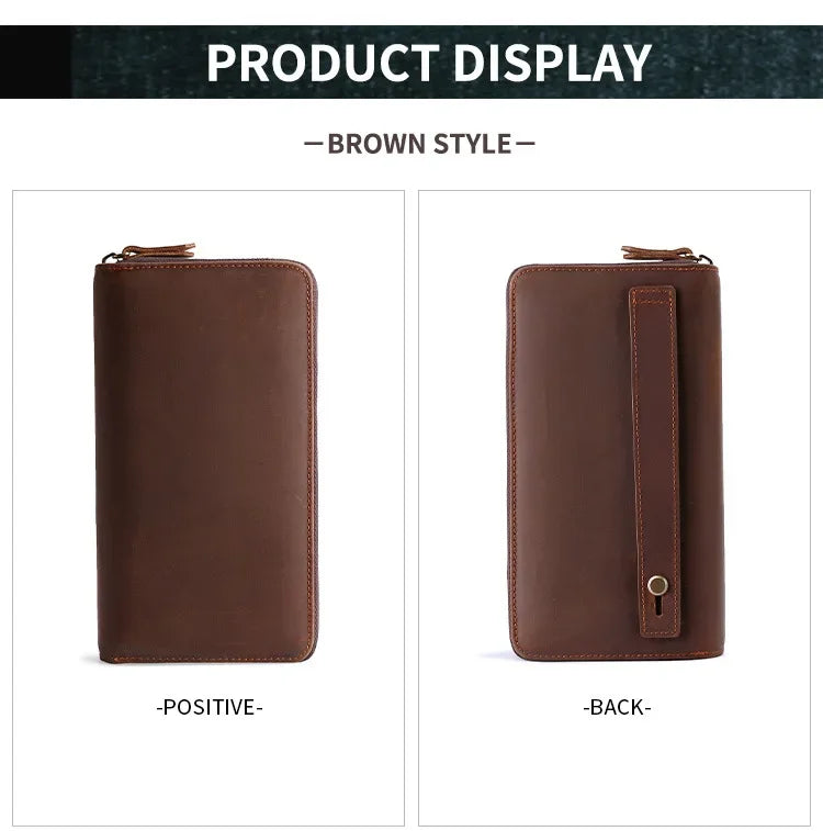Upgraded Large Capacity Genuine Leather Men's Handbag Integrated Cigarette Phone Wallet Soft Texture Famous Horse Skin Clutch Your Shop Mania