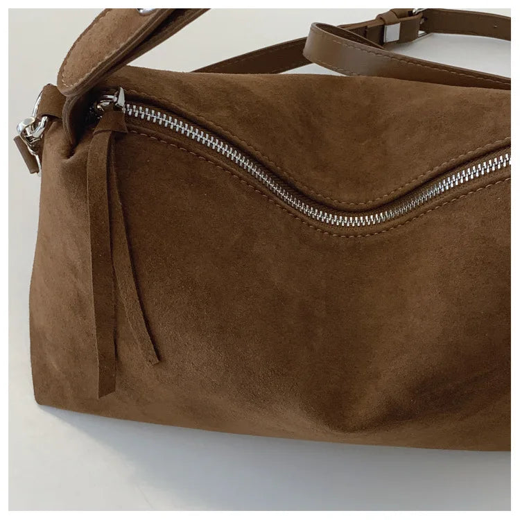 New Fashion Simple Fall Winter Spacious Boston Tote Bag Soft Matte Suede Design Women's Large Capacity Portable Hand Strap Bag Your Shop Mania