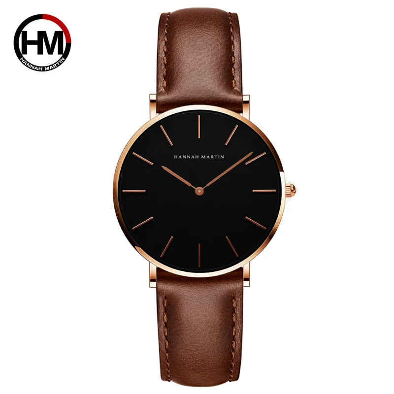 Hannah Martin Hot Fashion Simple Japan Quartz Movement Watch Leather Strap Clock Women Analog Waterproof Wrist watch Your Shop Mania