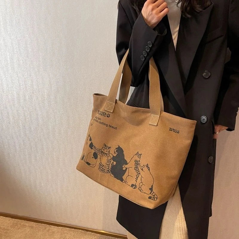 Women's Canvas Tote Bag Fashionable Spacious Durable Shoulder Bag with Zipper Closure and Classic Design Perfect for Work Your Shop Mania