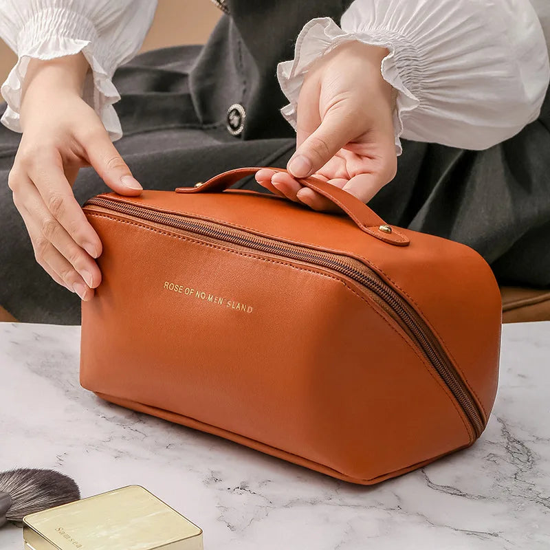 PU Fashion and Convenient Makeup Bag, Travel Storage Bag, Large Capacity Toilet Bag, Hand Boosting Beauty Pillow Makeup Bag Your Shop Mania