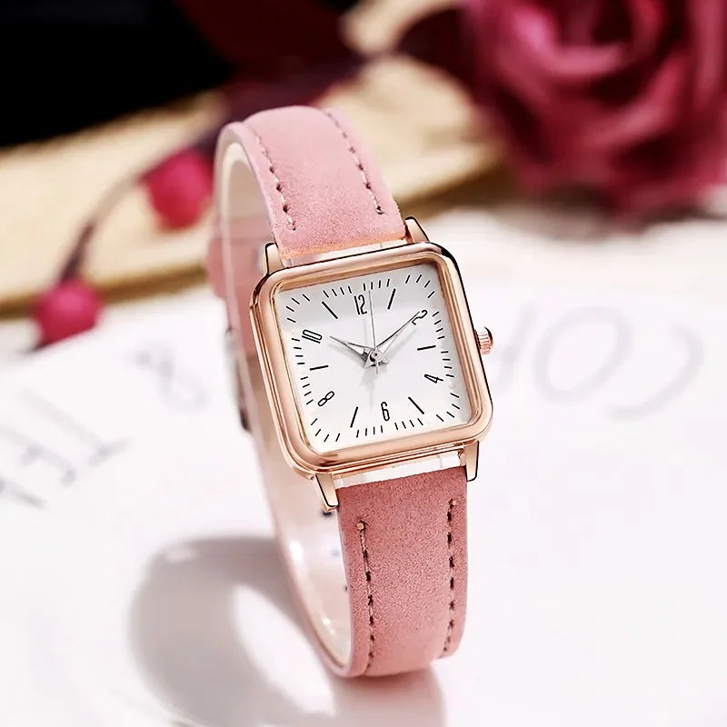 Fashion Simple Quartz watch for Women Reloj Mujer Women's Wristwatches Ladies Red Leather Bussiness Students Casual Watch Relojs Your Shop Mania