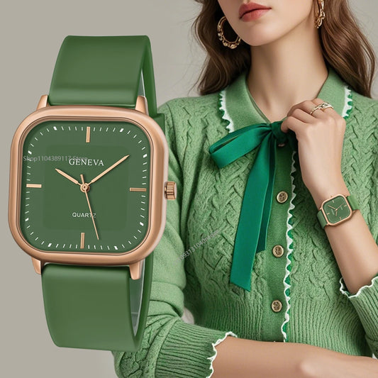Fashion Women's Casual Elegant Simple Square Quartz Silicone Watch Gift for Men and Women Your Shop Mania