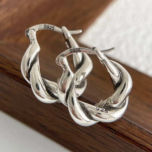 925 Sterling Silver Earrings For Women Trendy Vintage Twist Earring Jewelry Prevent Allergy Party Accessories Gift Your Shop Mania