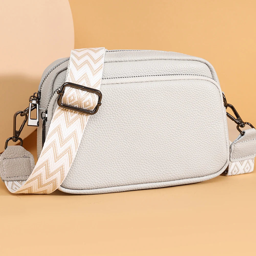 Genuine Leather Crossbody Bag Fashion Mobile Phone Bag Portable Elegant Solid Color Adjustable Strap Simple for Weekend Vacation Your Shop Mania