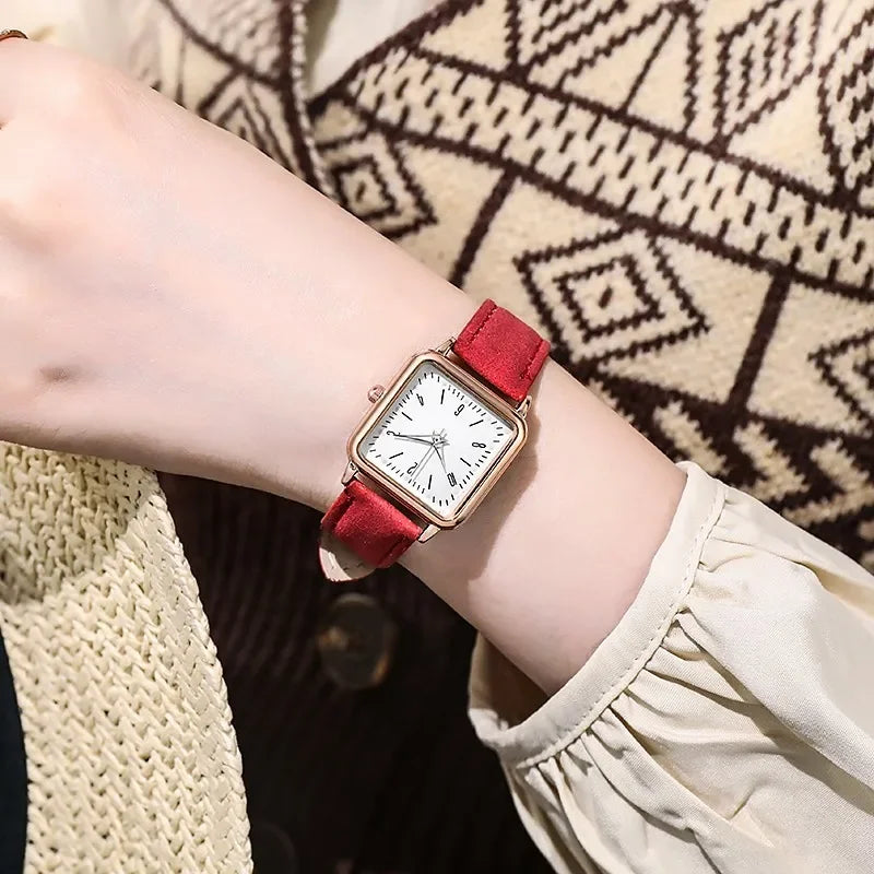 Fashion Simple Quartz watch for Women Reloj Mujer Women's Wristwatches Ladies Red Leather Bussiness Students Casual Watch Relojs Your Shop Mania