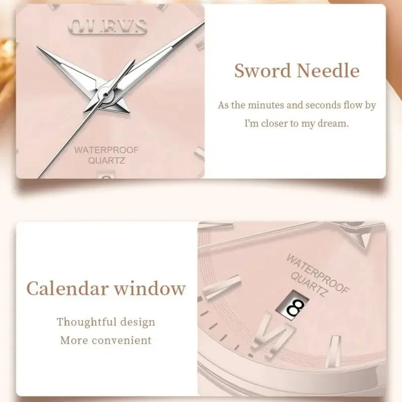 OLEVS 3668 Women Watch Luxury Original Waterproof Stainless Steel Quartz Watch Roman Automatic Date Women Watch Reloj Para Mujer Your Shop Mania