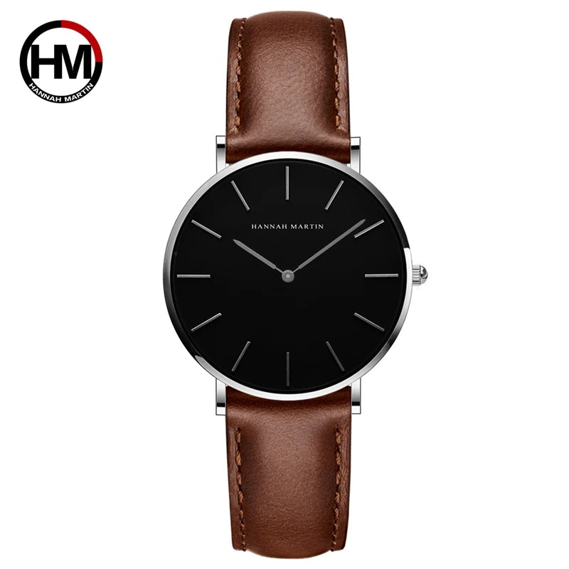 Hannah Martin Hot Fashion Simple Japan Quartz Movement Watch Leather Strap Clock Women Analog Waterproof Wrist watch Your Shop Mania