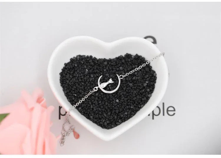 New Fashion Jewelry Beautiful 925 Sterling Silver Bracelets cat moon Simple Personality Sweet Bracelets Your Shop Mania