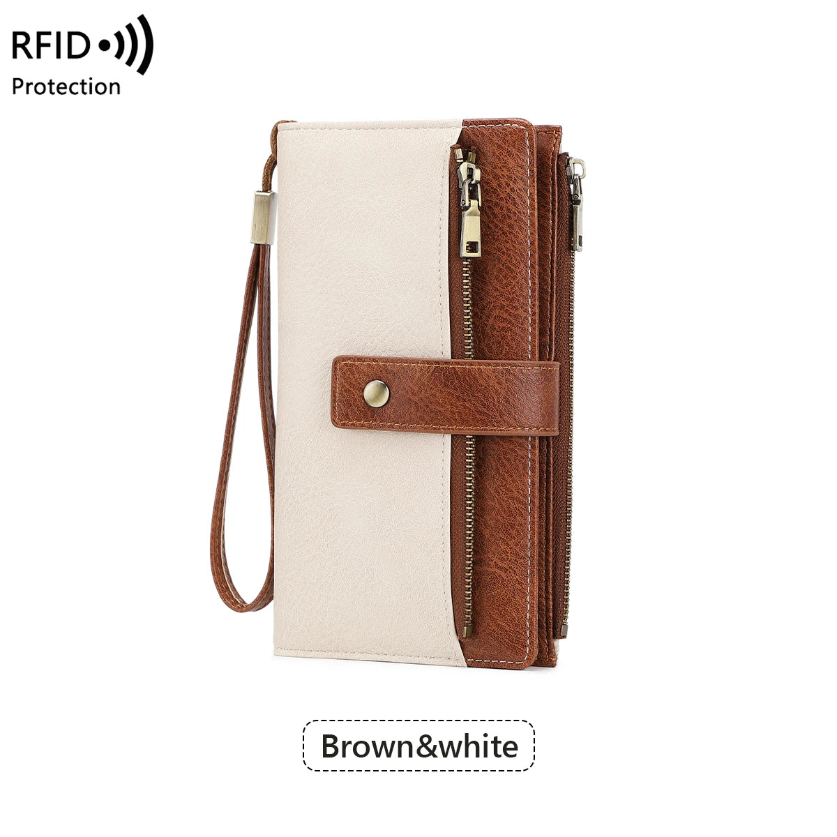 Vintage Style RFID Blocking Wallet Three-Fold Long Clutch Purse Multi-Card Slots for Daily Commute Business Casual Your Shop Mania