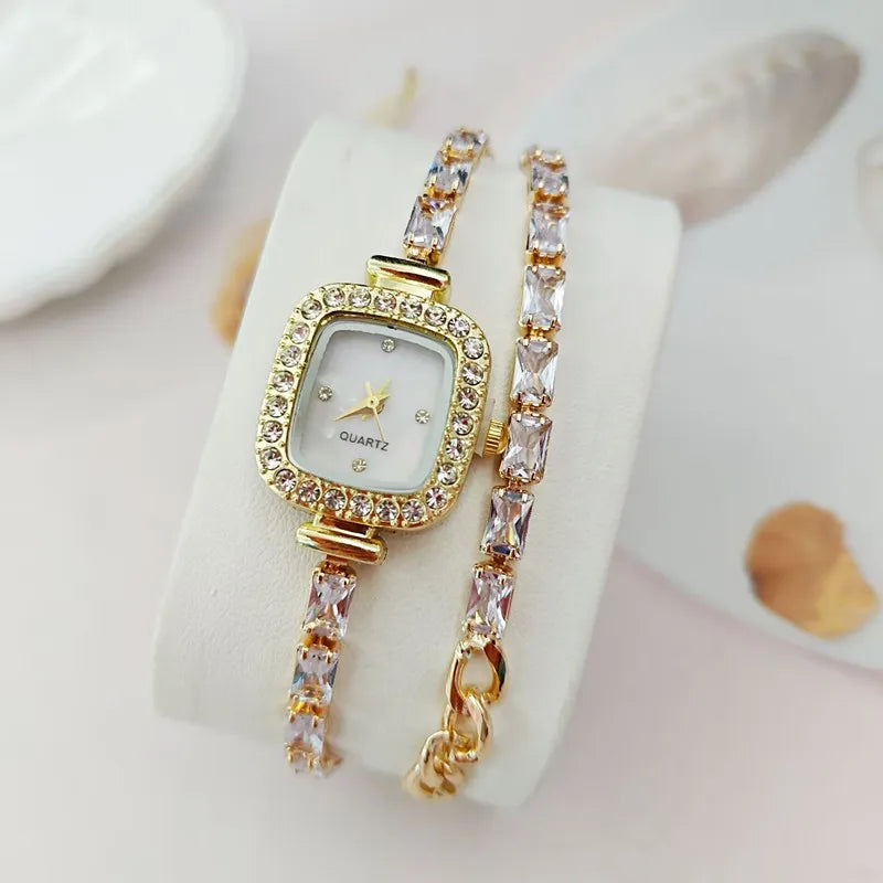 2025 New Fashionable Square Diamond Quartz Wristwatches Wrapping Bracelet Women Quartz Watch Student Bracelet Fashion Decoration Your Shop Mania