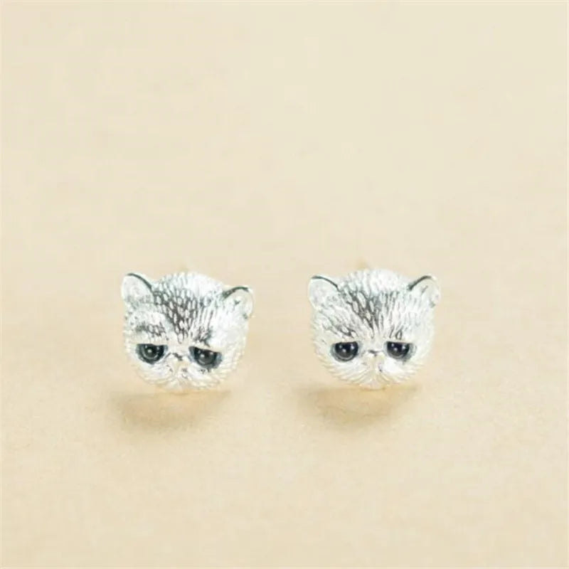 New Arrival Sweet Cat 925 Sterling Silver Jewelry Temperament Birthday Gift Exquisite Animal Crystal Stud Earrings E163 Your Shop Mania