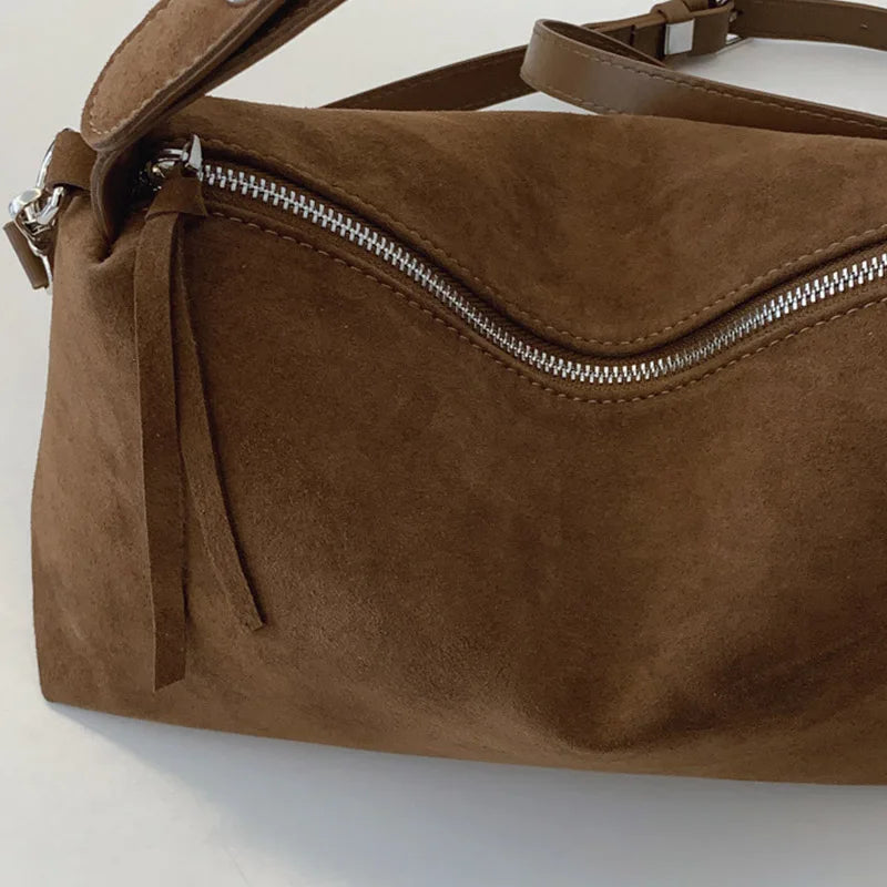 New Fashion Simple Fall Winter Spacious Boston Tote Bag Soft Matte Suede Design Women's Large Capacity Portable Hand Strap Bag Your Shop Mania
