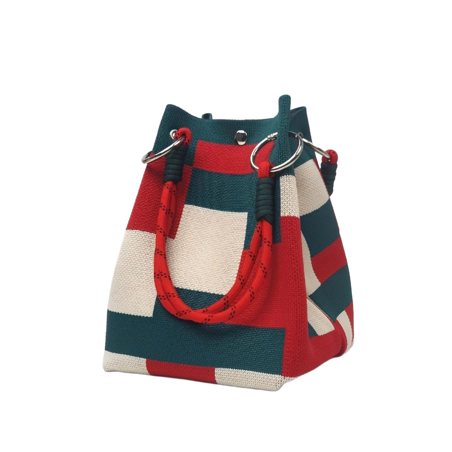Knit Handbag for Women Fashion Stripes Print Bucket Bags For women Christmas Tree Lightweight Small Handles Tote Bags Your Shop Mania
