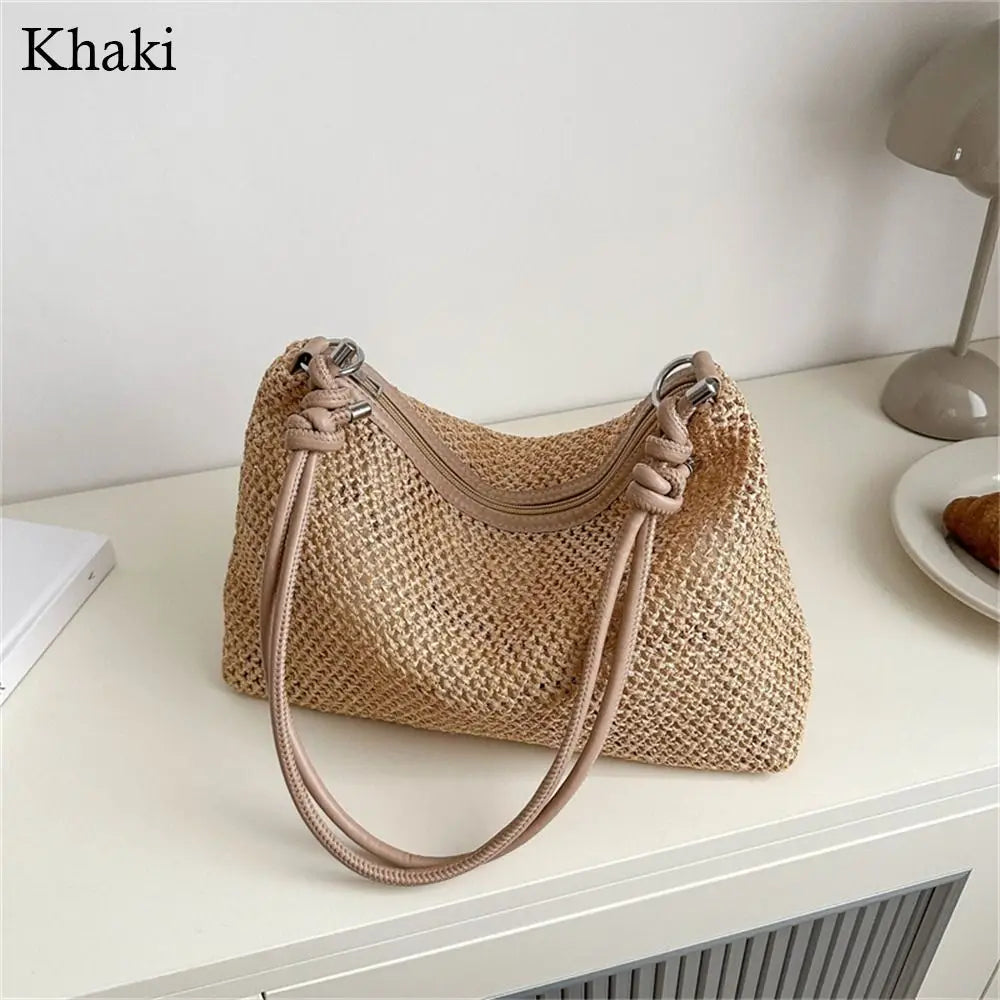 Rattan Straw Bag Fashion Woven Large Capacity Handbag Handmade Braid Shoulder Bag Summer Beach Your Shop Mania