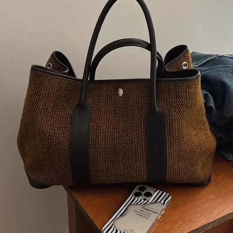 Autumn Winter New Women's Bapa Faionable Woolen awl oulder Handbag Simple Versatile Large Capaci Tree... Your Shop Mania