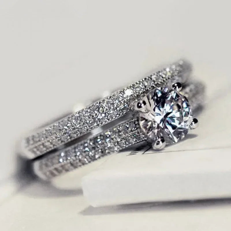 New 925 Sterling Silver Ring Two In One AAAAA Zircon Ring Wedding Ring For Woman High Jewelry Gift Your Shop Mania