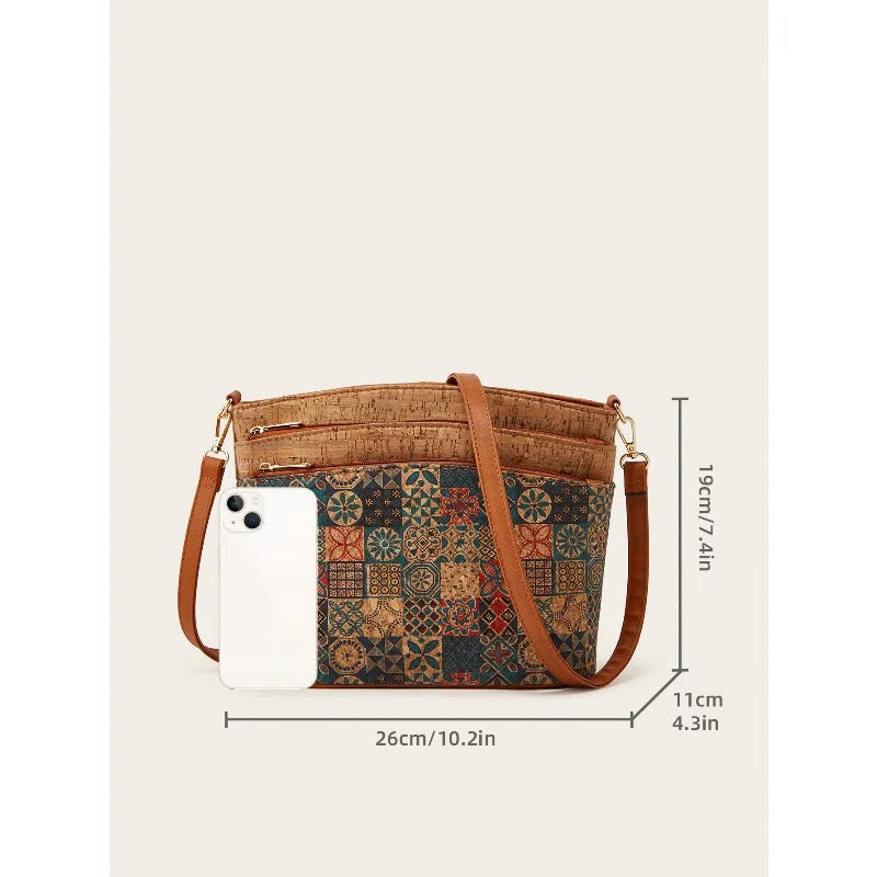 2025 New Women's Bag Retro Shoulder Crossbody Bag Fashion Personalized Print Zipper Small Square Bag Vertical Square Bag Your Shop Mania