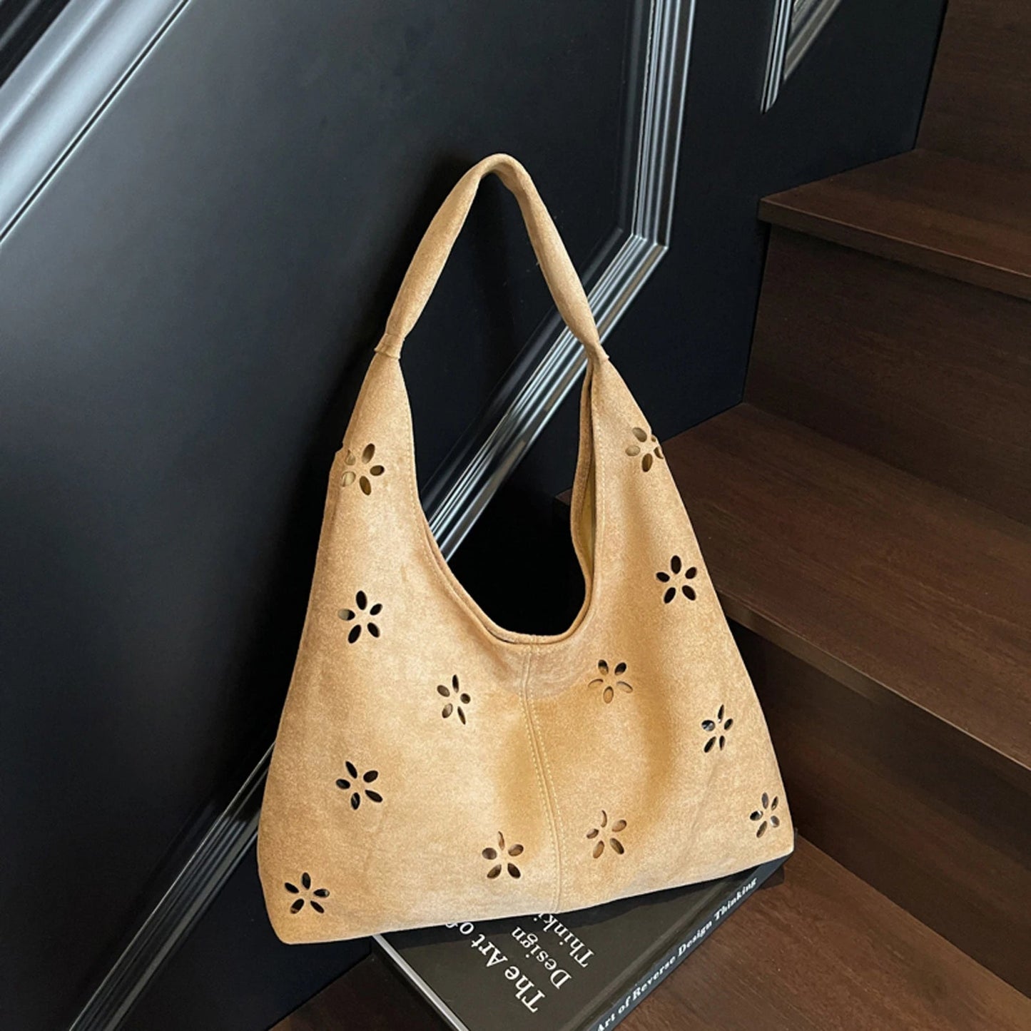 Faux Suede Tote Bag for Women Large Capacity Slouchy Shoulder Bags Faux Suede Casual Tote Bags for Travel School College Work Your Shop Mania