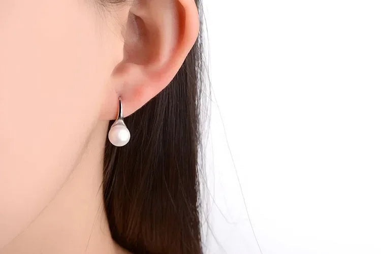 Pure 925 Sterling Silver Earrings Drop Women Round Charms Pearl Hook Dangle Drop Wedding Cute Gift Your Shop Mania