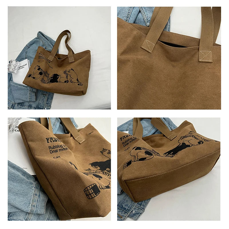 Women's Canvas Tote Bag Fashionable Spacious Durable Shoulder Bag with Zipper Closure and Classic Design Perfect for Work Your Shop Mania