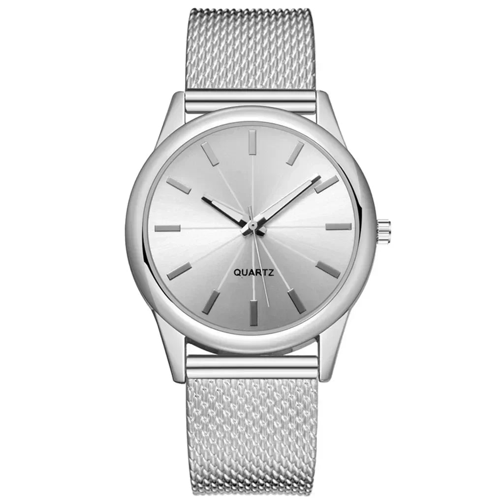 Fashion Sliver Women's Watches Luxury Metal Analog Quartz Wristwatch Mesh Belt Simple Elegant Ladies Watch Clock Reloj De Mujer Your Shop Mania