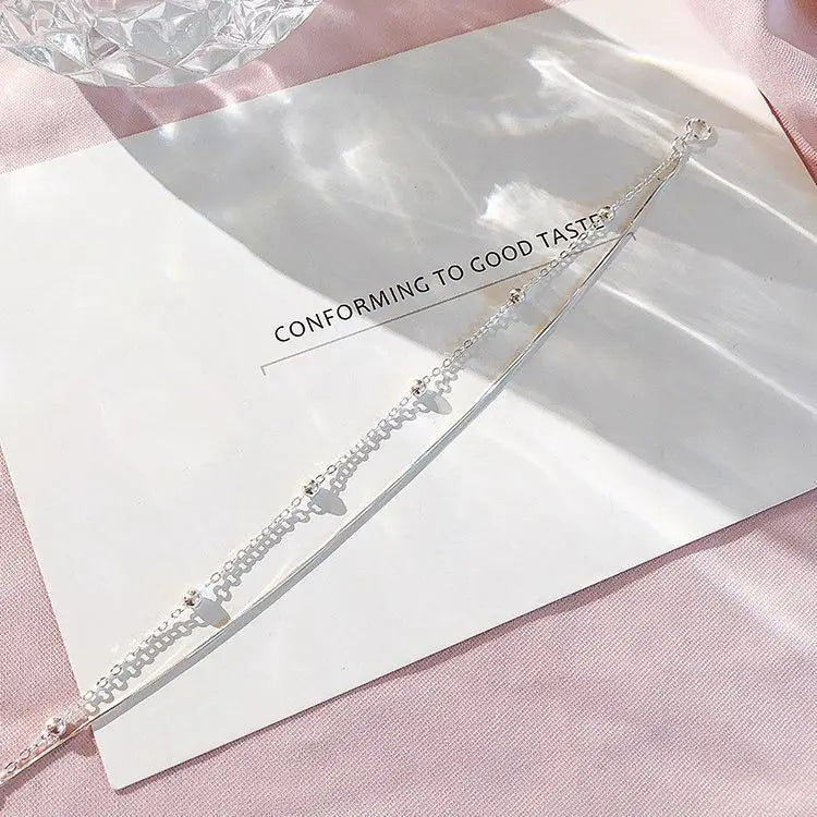 Double layered bracelet for women simple small round bead bracelet student snake bone chain Fashion bracelet jewelry Your Shop Mania