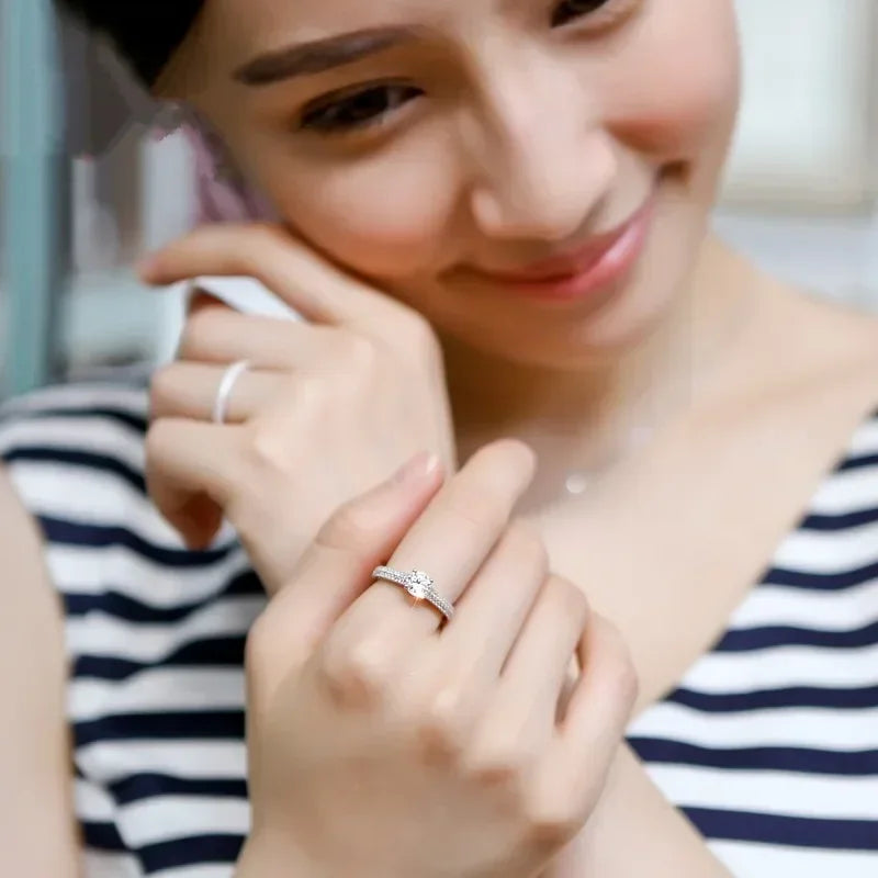 New 925 Sterling Silver Ring Two In One AAAAA Zircon Ring Wedding Ring For Woman High Jewelry Gift Your Shop Mania
