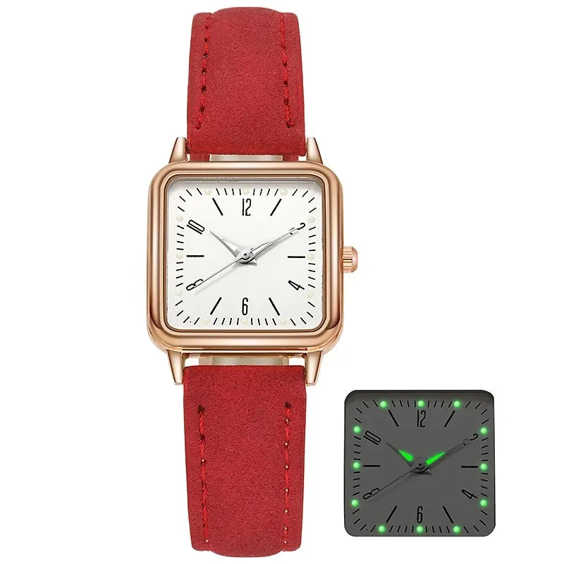 Fashion Simple Quartz watch for Women Reloj Mujer Women's Wristwatches Ladies Red Leather Bussiness Students Casual Watch Relojs Your Shop Mania