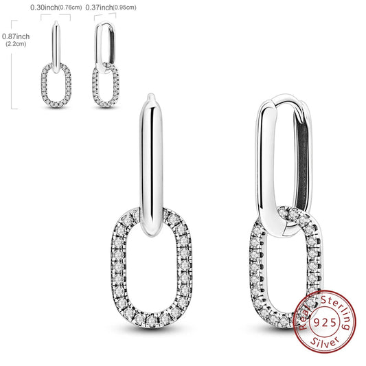 925 Sterling Silver Simple U-shaped Stone Inlaid Earrings Ladies' Festival&Wedding&Banquet Jewelry Your Shop Mania