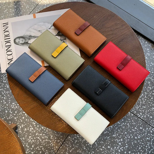 New Arrive 2025 Women's Genuine Leather Wallets Fashion Long Wallets Multifunction Purses Luxury Clutch Bags Card Holder B350 Your Shop Mania