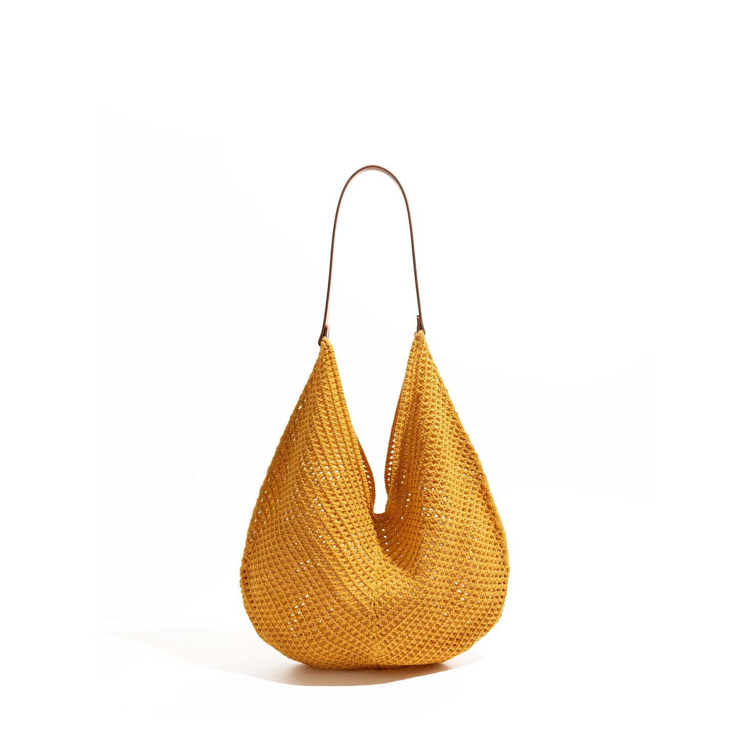 CKKUI Cotton Rope Knitted Crochet Shoulder Shopping Purses With PU Leather Top Handle Korean Style Simple Red Large Capacity Bag Your Shop Mania