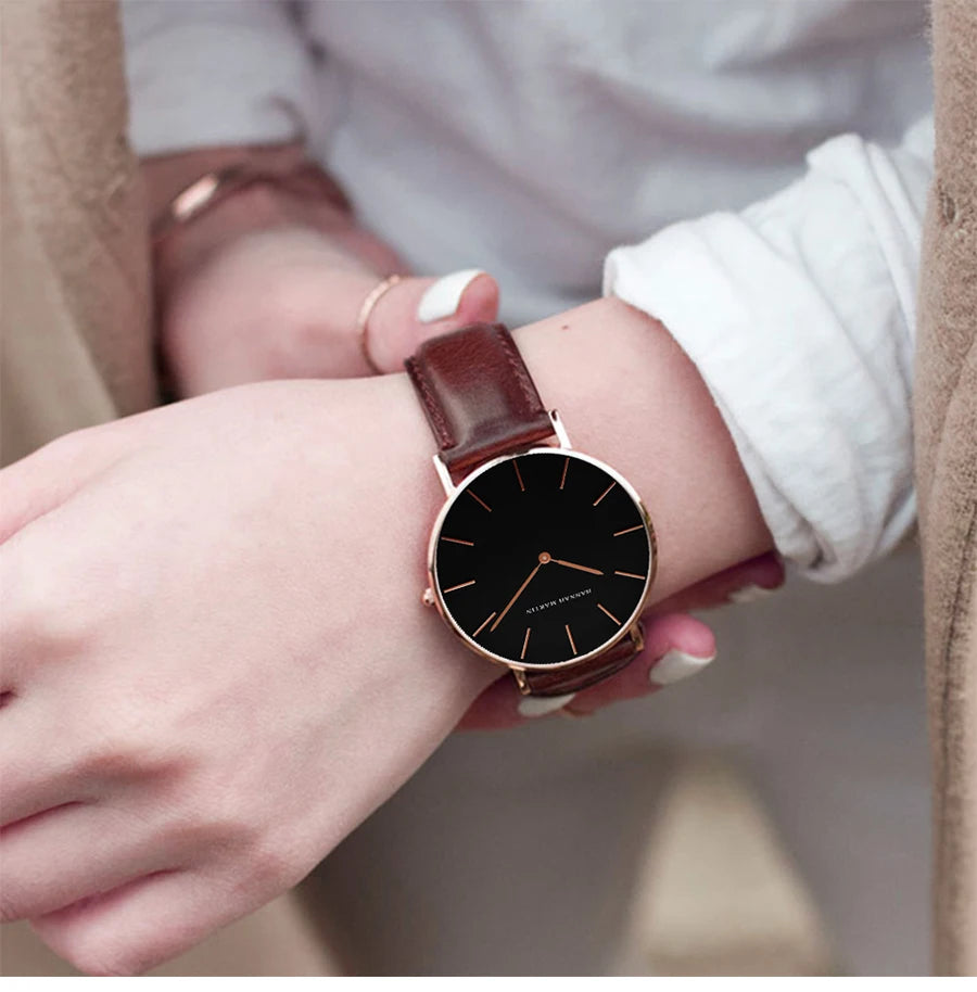 Hannah Martin Hot Fashion Simple Japan Quartz Movement Watch Leather Strap Clock Women Analog Waterproof Wrist watch Your Shop Mania