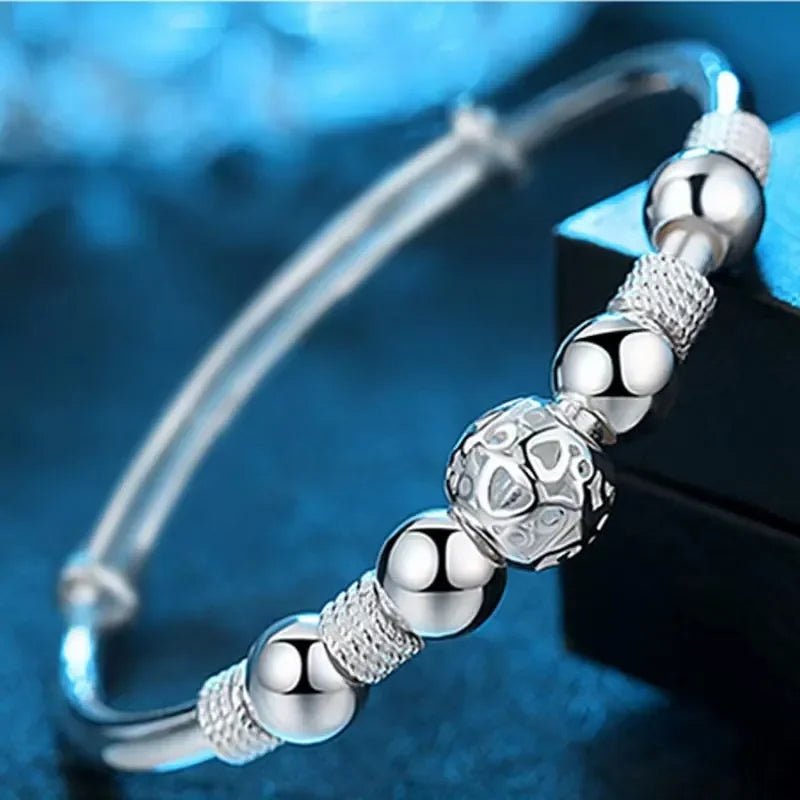 New Korean Fashion 925 Sterling Silver Lucky Beads Bangles For Women Bracelets Luxury Designer Party Wedding Jewelry Gifts Your Shop Mania