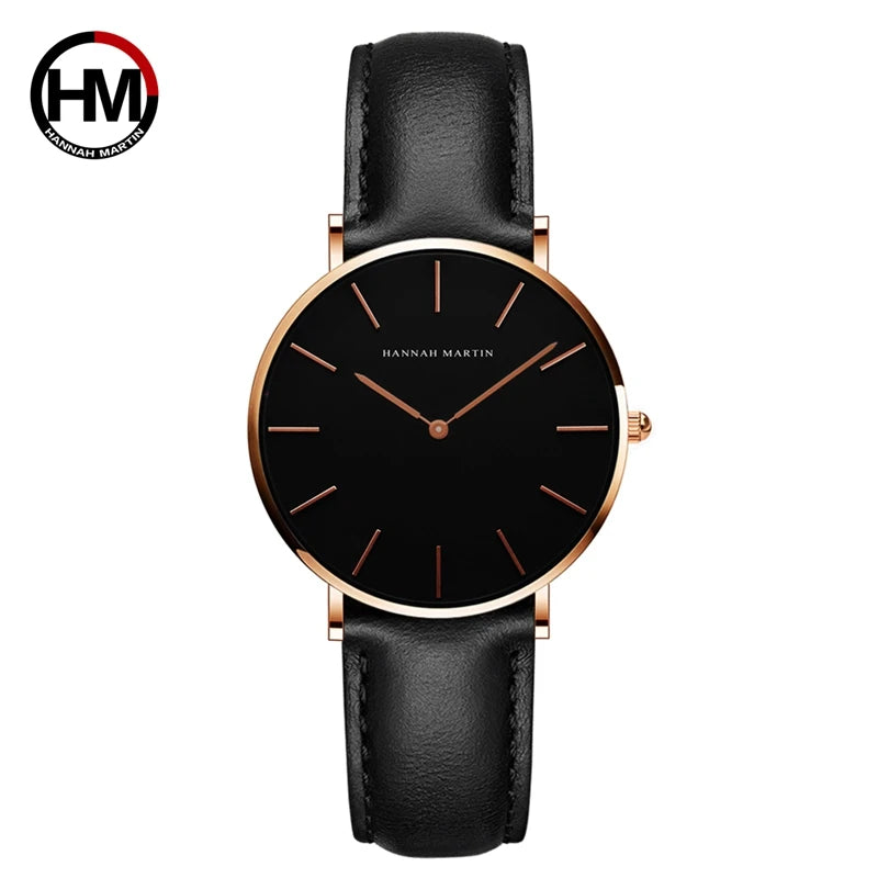 Hannah Martin Hot Fashion Simple Japan Quartz Movement Watch Leather Strap Clock Women Analog Waterproof Wrist watch Your Shop Mania