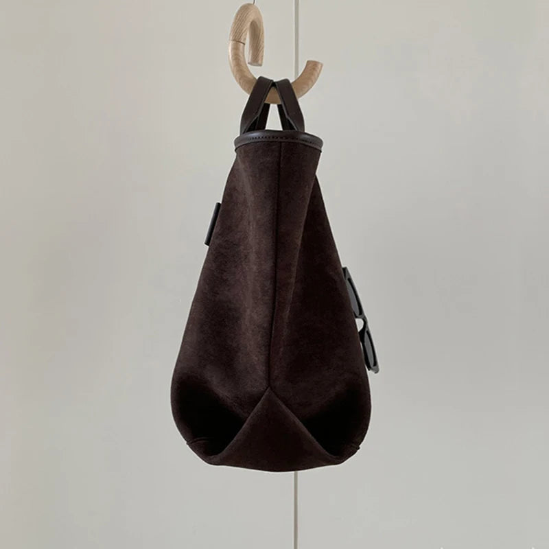 Vintage Suede Large Capacity Handbag Simple All-match Fashion Tote Bags Design Casual Top Handle Shoulder Bag For Women Your Shop Mania